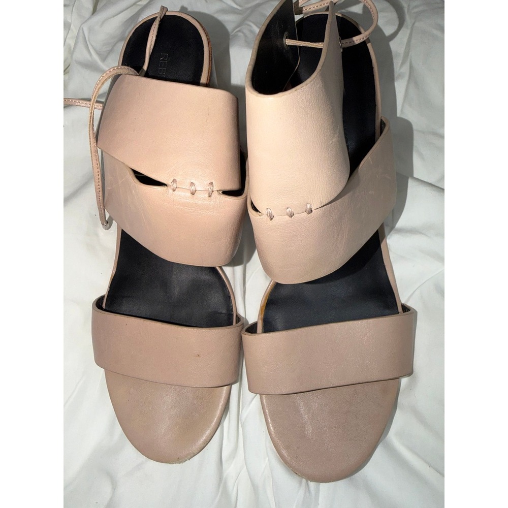 Rebecca Minkoff Womens Blush Nude Leather Lace Up Block Heel Sandals Whipstitch